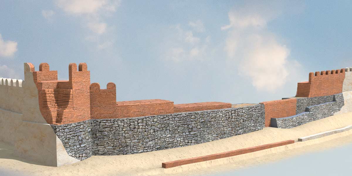 Exterior de la muralla en la que se puede apreciar el sistema constructivo